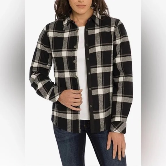 Orvis Black Plaid Shacket with Fleece Lining - Picture 6 of 9